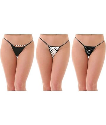 Lola Dola Pack of 3 Cotton Lycra Women's G-Strings ( Black )