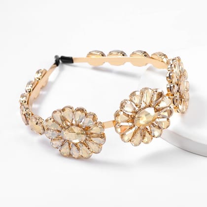 Floral Fiesta | High Gloss Crystal Hair Band-Beige