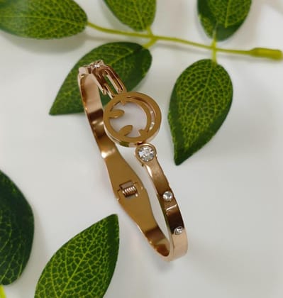 Stainless Steel Rosegold Plated Smiley Face Fancy Kada-STKD 2641