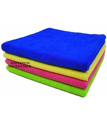 SOFTSPUN Microfiber Car Cleaning & Polishing Towel Cloth 40x40 Cm Pack of 4 Multi-color 340 GSM