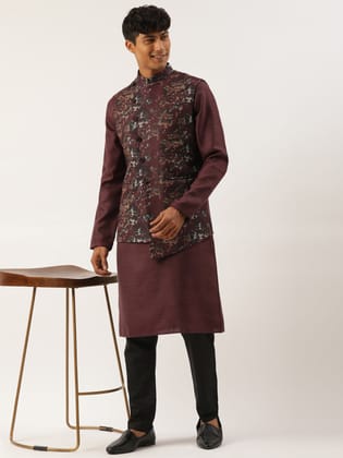 Wine Printed Cotton Jacket-M/40