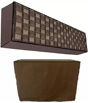 CASA FURNISHING Set of 2 Polyester Blend Brown AC Cover for 1.5 Ton Split AC