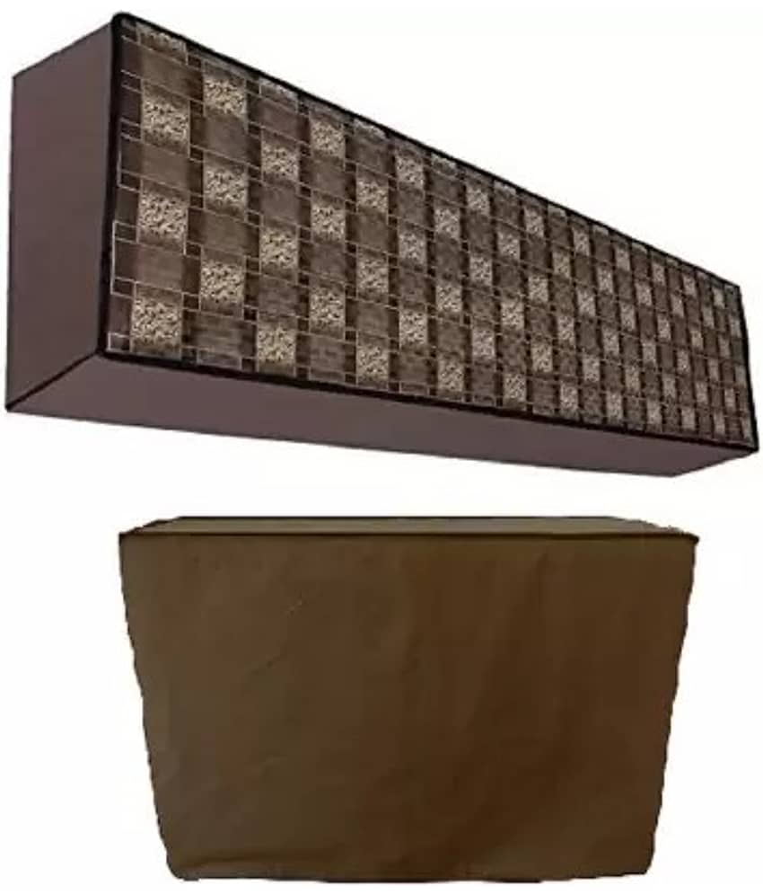 CASA FURNISHING Set of 2 Polyester Blend Brown AC Cover for 1.5 Ton Split AC