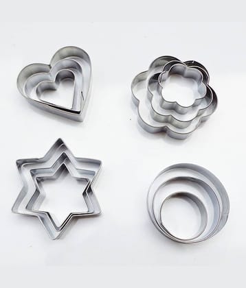 Dressably 12pcs Stainless Steel Cookie Cutter Set Pastry Cookie Biscuit Cutter Cake Muffin Decor Mold Mould Multi Functional Tool