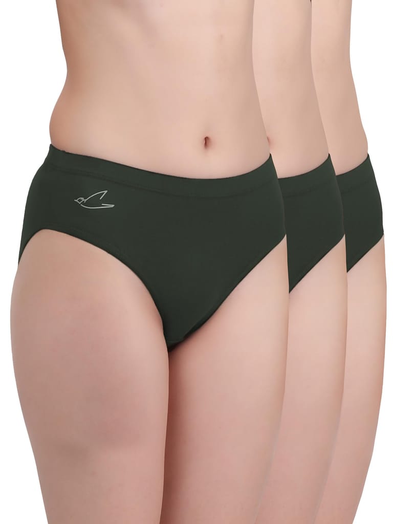 Freecultr Women’s Micromodal Mid-Rise Hipster | Super Soft & Breathable Fabric | Medium Rear Coverage | Comfortable Stretch Elastic | Pack of 3  |Color - Avocado Green