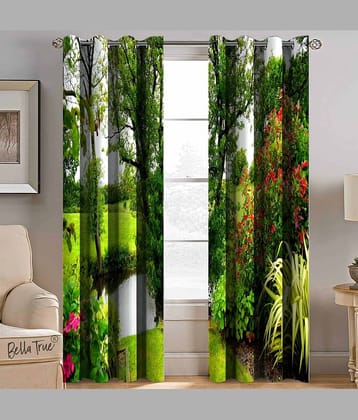 BELLA TRUE Nature Semi-Transparent Eyelet Curtain 5 ft ( Pack of 2 ) - Multicolor