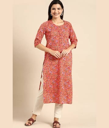 Rajnandini - Orange 100% Cotton Women's Straight Kurti ( Pack of 1 )