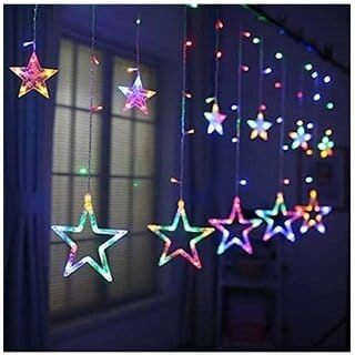 DAYBETTER Star Curtain Led Lights 12 Stars,108 String Led Light 2.5 Meter Multi - Pack of 1