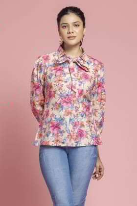 Womens Floral Printed Cotton Top