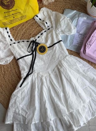 Linda black & White dress-XS