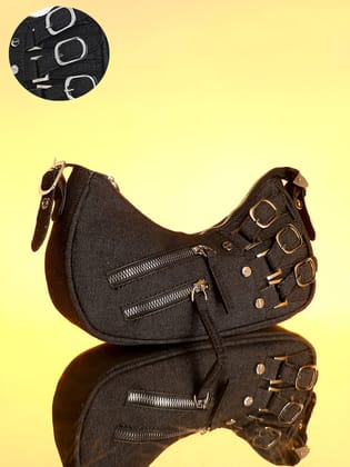 The Denim Shoulder Bag - Charcoal Black-Sling Bag