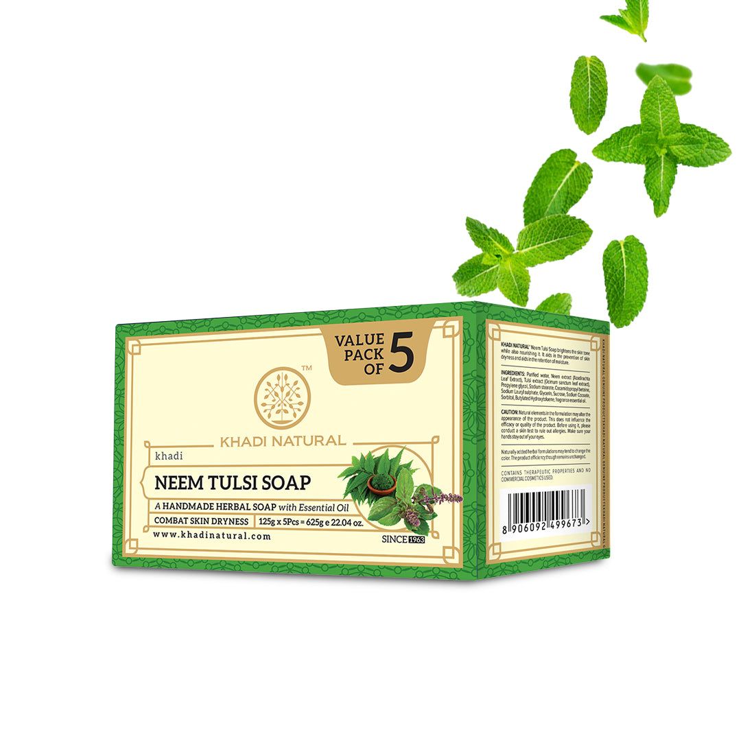 Khadi Natural Herbal Neem Tulsi Soap Combo Pack Of 5 – 125gm Each