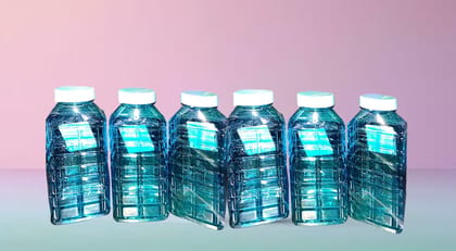 Plastic Water Bottles, 1 Litre, Turquoise Blue, Set of 6