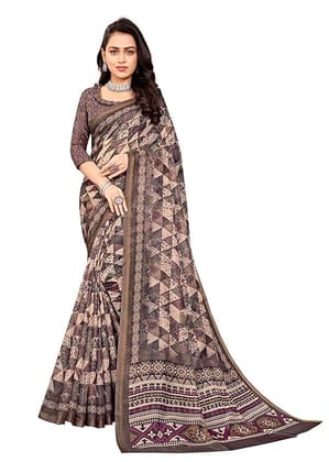 Garden Vareli Abstract Print Crepe Saree With Unstitched Blouse Piece