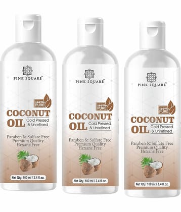 pink square 100% Cold Pressed Pure Coconut Oil For Hair Growth 300 mL Pack of 3
