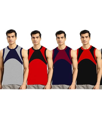 Drako Pack of 4 Cotton Basic Vest For Men ( Multicolor )
