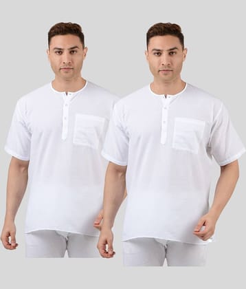 Maharaja White Cotton Men's Regular Kurta ( Pack of 2 )