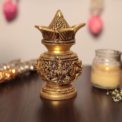 Brass Mangal Lakshmi and Ganesh Kalash For Pooja/Home Decor-Home Decor