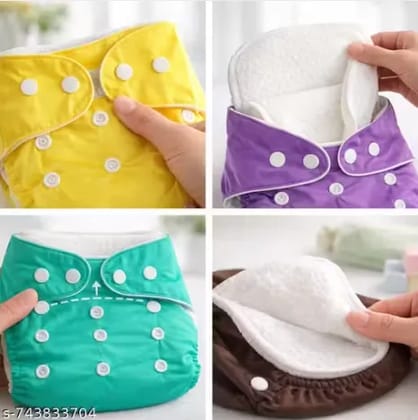 Pack of 6 with 6 Inserts Premium Baby Cloth & Breathable Diaper Cover