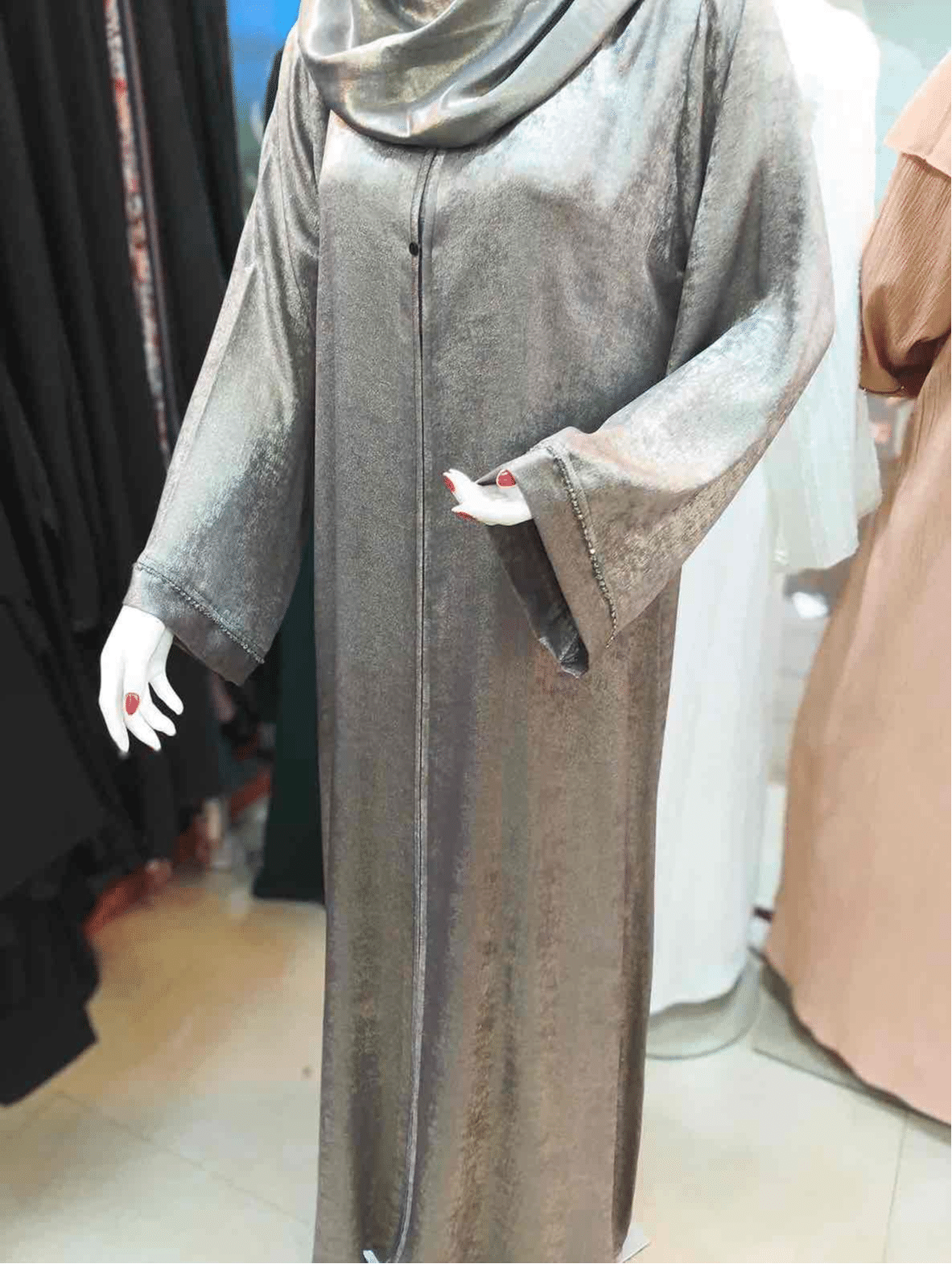 Imported shining soft material Abhaya made with handwork.