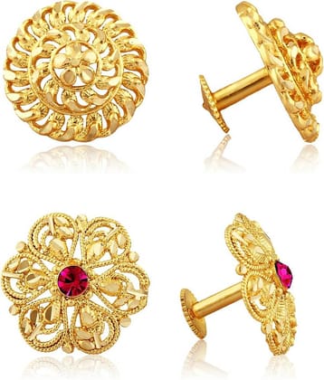 Vighnaharta Traditional South Trend Alloy 1gm Gold Plated Earring Combo set.
