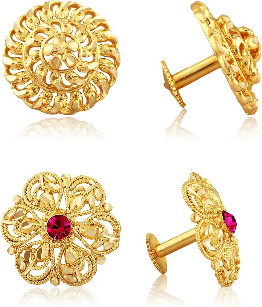Vighnaharta Traditional South Trend Alloy 1gm Gold Plated Earring Combo set.