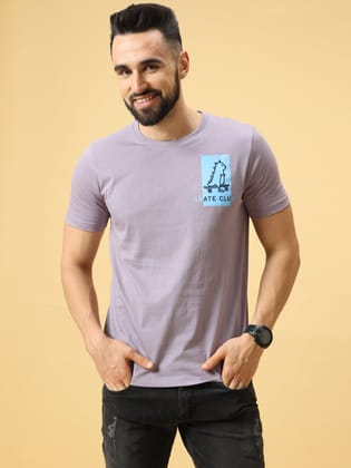 Skate Club Lt Blue Chest Print Crew Neck T-Shirt-S