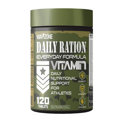 Warzone Nutrition I Daily Ration I Everyday Formula I Vitamin I Daily Nutritional Support for Athletes I Energy I Immunity I Stamina I Nutraceutical I 120 Tablets