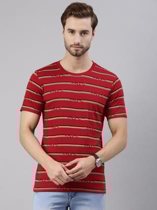 Red Printed Crew Neck Tshirt-S