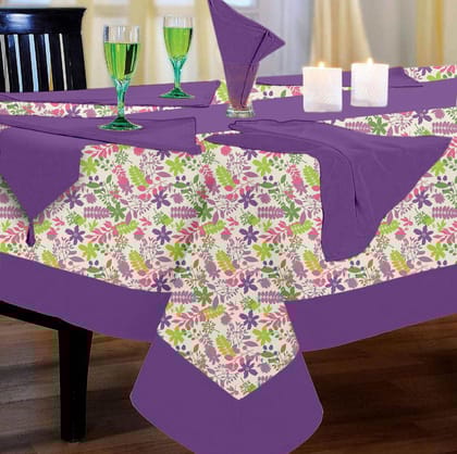 Lushomes 12 seater dining table Cover Set, Purple Rain Printed 12 Seater Table Linen Set (1 Table Cloth- 72 x 120 inches, 1 Runner in Size 12x132 Inches, 12 Napkins In SIze 17x17 Inches)