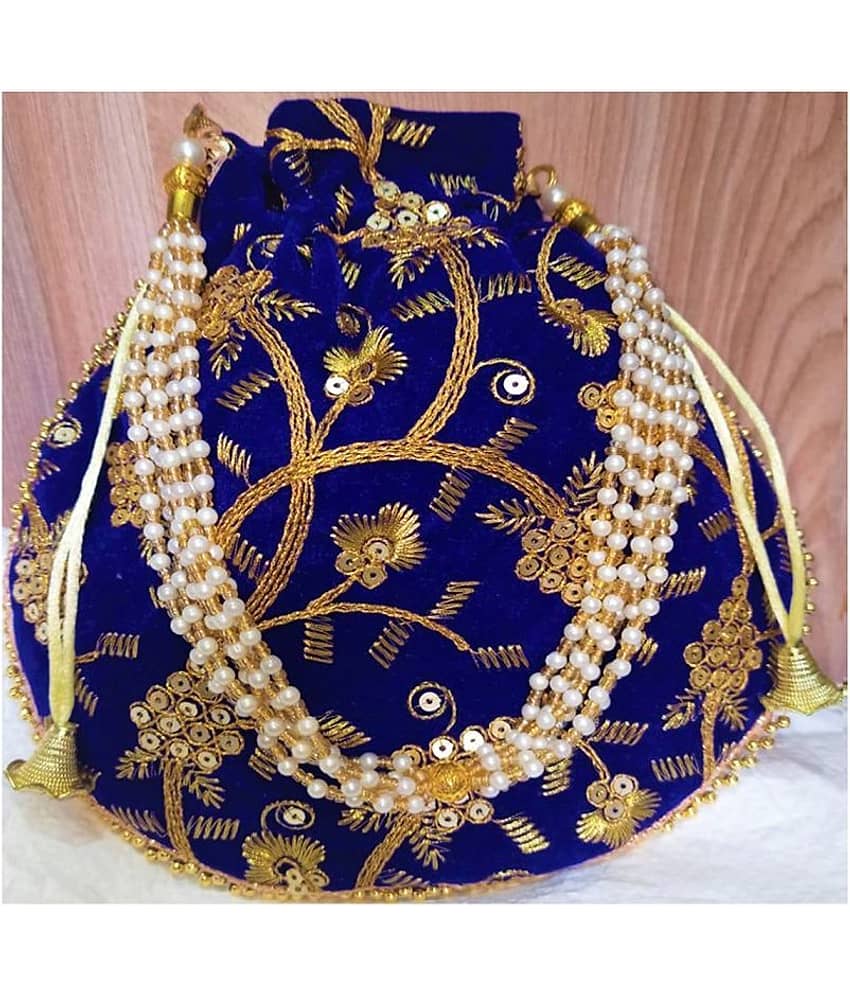 Bulbul Blue Silk Potli