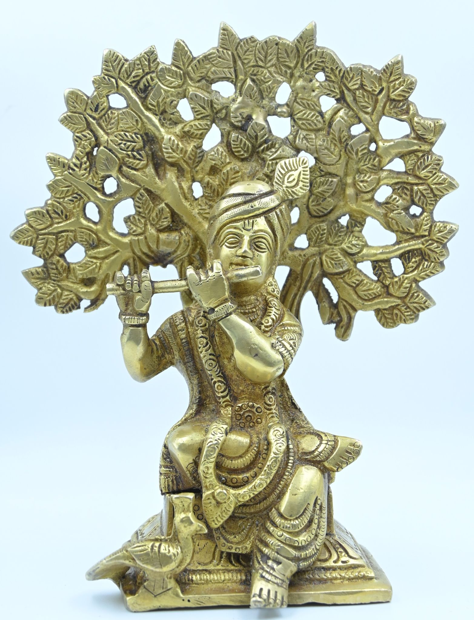 Lord Krishna Under Tree Brass Idol (8 inch)