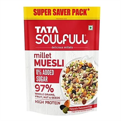Tata Soulfull Millet Muesli Breakfast Cereal - 0% Added Sugar, 500 g Tata Soulfull Millet Muesli Breakfast Cereal - 0% Added Sugar, 500 g