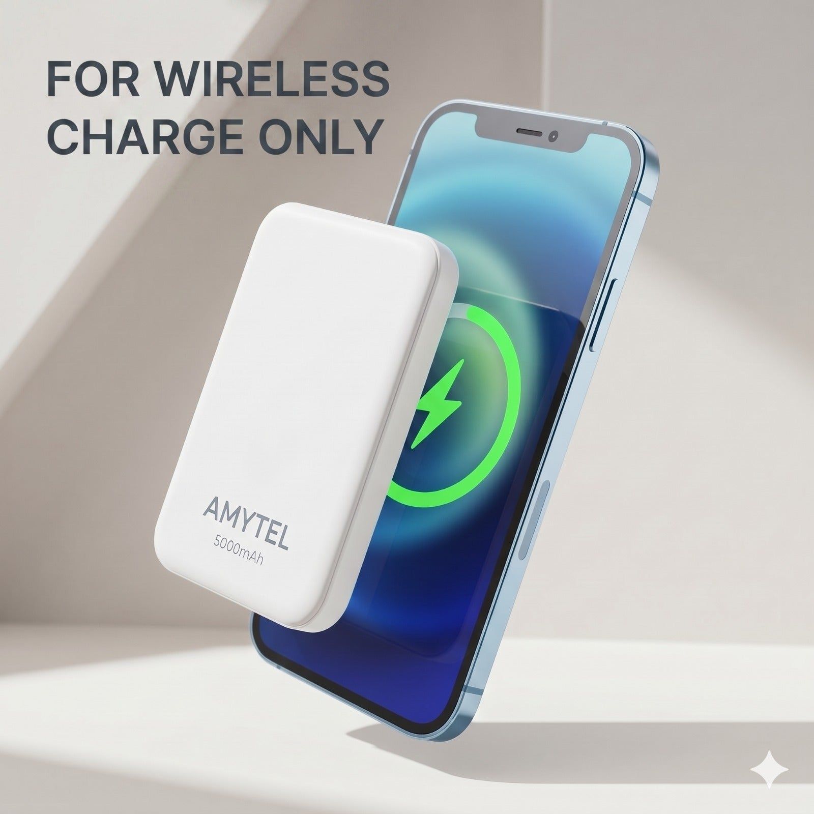 AMYTEL 5000 mAh Wireless Power Bank (5 W, Quick Charge 3.0) (WHITE, Lithium Polymer)