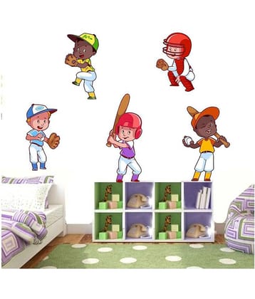 Asmi Collection Kids Playing Cricket Sports Sticker ( 200 x 200 cms )