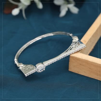 Silver Color American Diamond Bracelet (ADB338SLV)-Bracelet Size: Adjustable / Silver / Brass With Good Quality Silver Plated