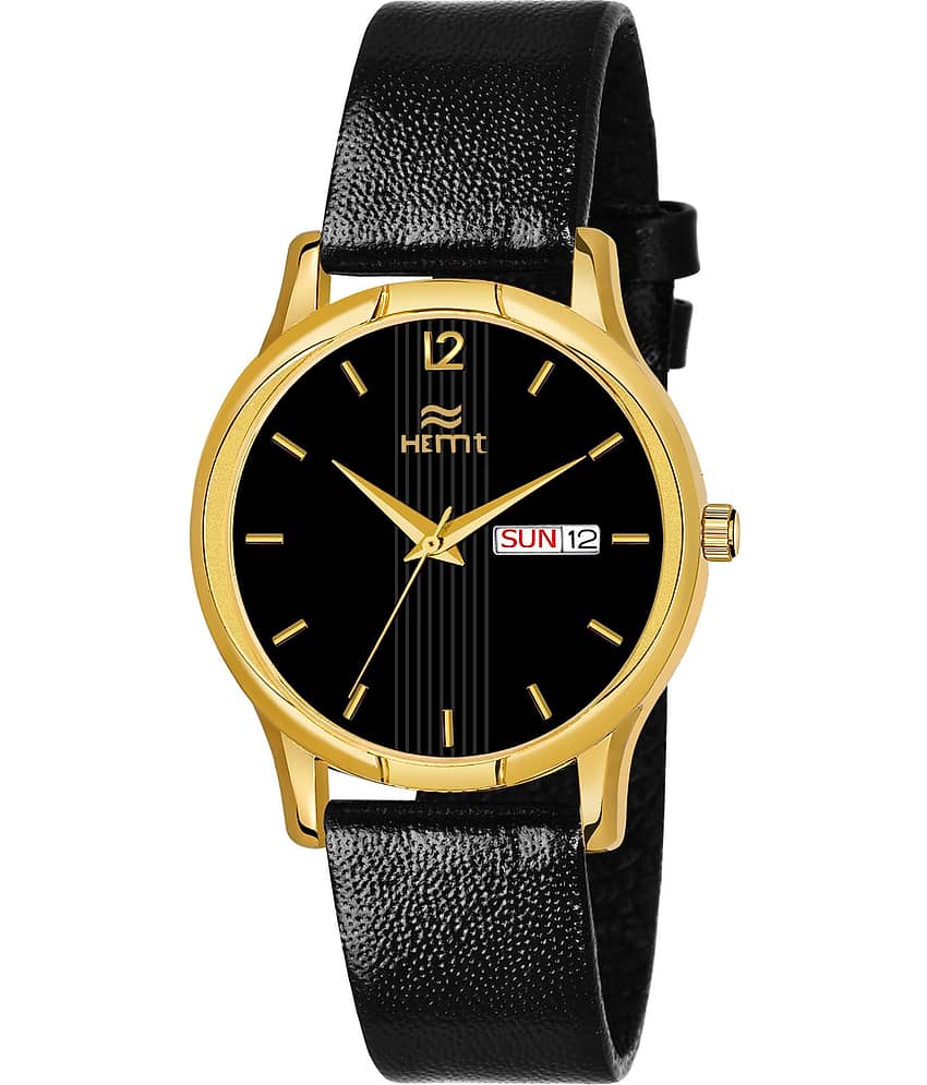 Hemt Black Leather Analog Men's Watch
