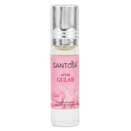 Santosa Gulab Attar Original 6ml Roll-On, Alcohol-Free, Oil-Based Rose Attar for Men & Women, Long-Lasting Floral Scent for Pooja & Everyday Use