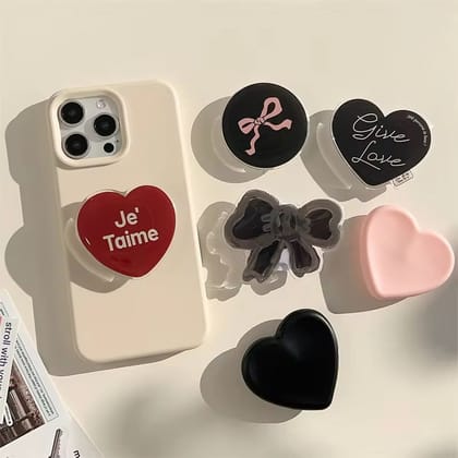 Bow Heart Gripper Phone Holder Bracket-Black Bow