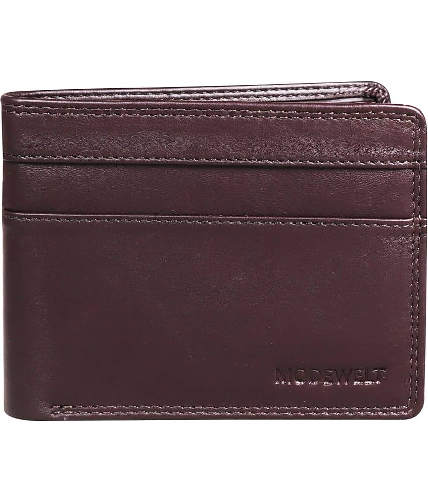 MODEWELT Brown Leather Men's Two Fold Wallet ( Pack of 1 )
