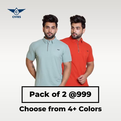 Pack of 2: Smart Zipper Polo-S / Cotton