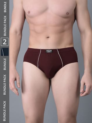 Men's Assorted Pack of 2 Combed Cotton Solid Brief With Anti-Microbial Odour Control