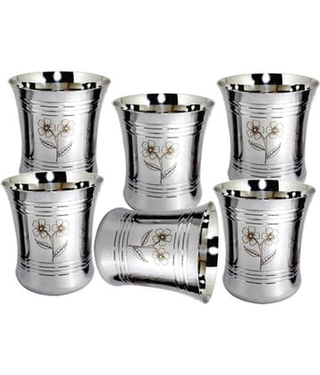 Bartan Hub Laser Printed Stainless Steel 400 ml Glasses, Set of 6