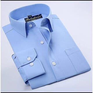 Baleshwar Men Blue Solid Formal Shirt (Pack of 1)