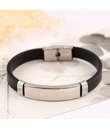 QitmirMKT Silver Black Stylish Wrist Band Bracelet Black Bracelet ( Pack of 1 )