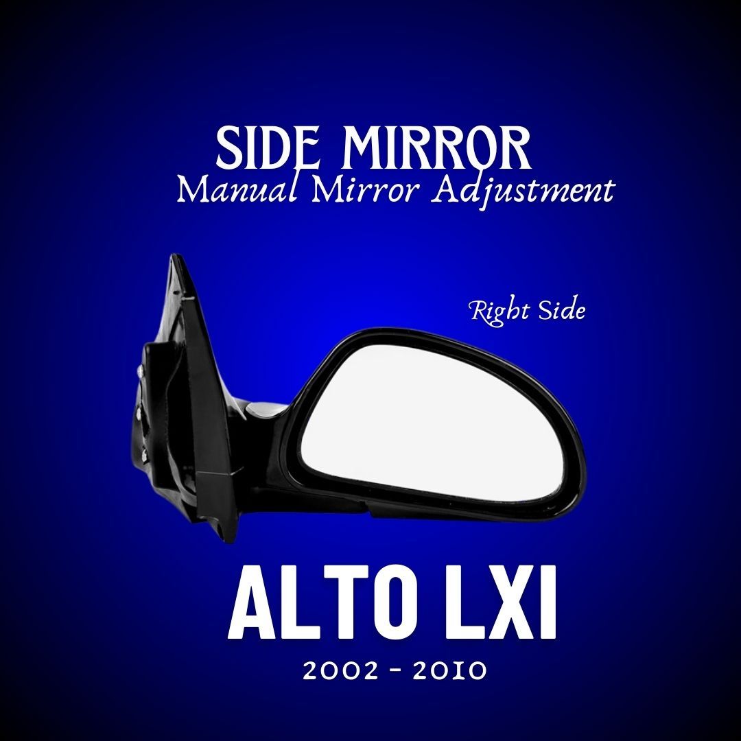 RMC Car Side Mirror Suitable For Maruti Suzuki Alto LXI (2000-2012) Without Lever | Manual | (Black) RIGHT SIDE (DRIVER SIDE)