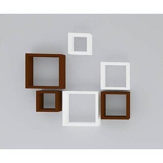 Onlinecrafts Wooden Wall Shelf Wooden Wall Shelf (Number Of Shelves - 6, White, Brown)