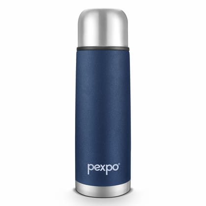 Pexpo 24 Hrs Hot & Cold 350 ML Stainless Steel Insulated ISI Certified Flask, Denim Blue,Set of 1,Flamingo | Leak-Proof | Eco-Friendly | Office | Home | kitchen | Travelling | Hiking |Vacuum Insulated
