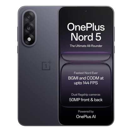 OnePlus Nord 5 | Snapdragon 8s Gen 3 | Stable 144FPS Gaming | Dual 50MP Flagship Camera | Powered by OnePlus AI | 12GB + 512GB | Phantom Grey OnePlus Nord 5 | Snapdragon 8s Gen 3 | Stable 144FPS Gaming | Dual 50MP Flagship Camera | Powered by OnePlus AI 