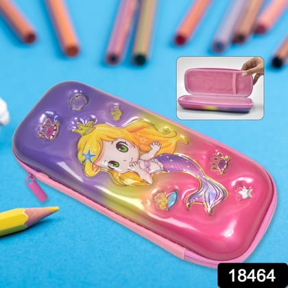 3D Cartoon Zipper Compass Box, Pencil Box (1 Pc / Mix Design)